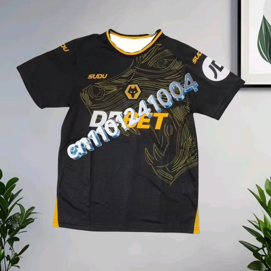 Wolverhampton Football Shirt 3D Printing Technology for Men's Sports Training Short-sleeved Jerseys for Adults and Children