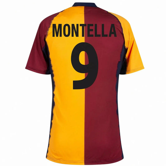 Copa AS Roma Home Montella 9 Retro Shirt 2001-2002 (Fan Style Printing)