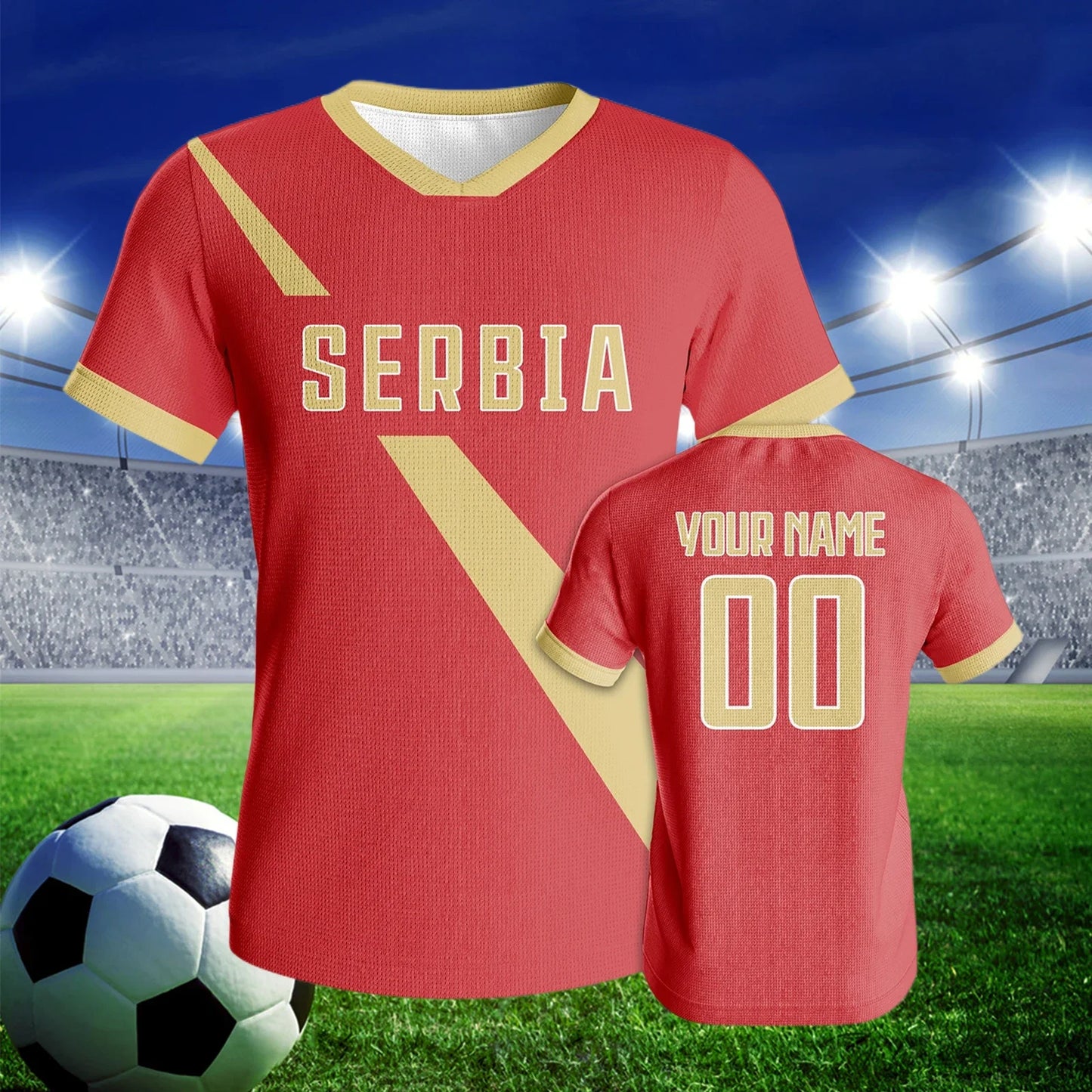 Custom Serbia Soccer Jersey Quick-Dry Football Kit Personalized Name Number Team Training Outfit for Fans Men Women Youth