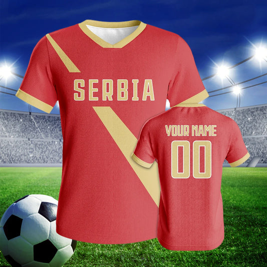 Custom Serbia Soccer Jersey Quick-Dry Football Kit Personalized Name Number Team Training Outfit for Fans Men Women Youth
