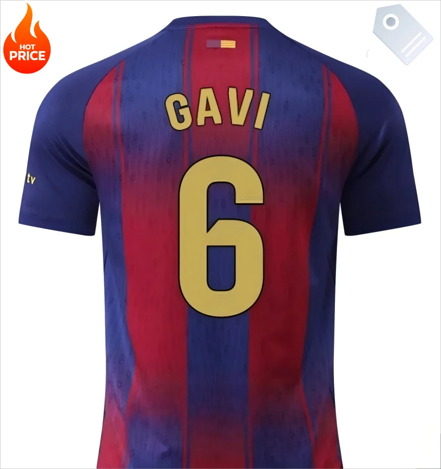 25-26 Barcelona  #19 Lamine Yamal Home Soccer Kit Jersey Short Sleeve 3Ds Football T-Shirt Youth Kids Outdoor Training  Casual