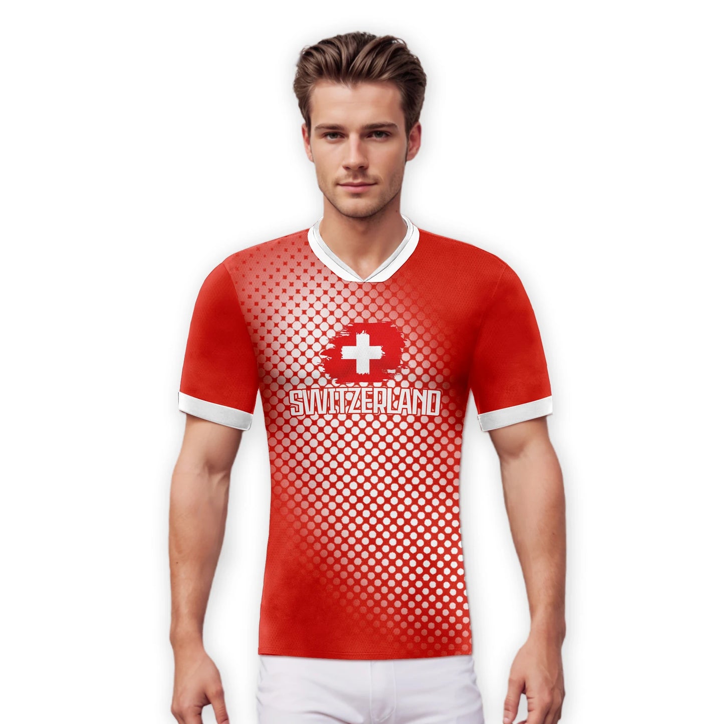 Custom Switzerland Soccer Jersey Personalized Name Number Soccer Team Training Uniform Football Shirt for Youth Adults Fans