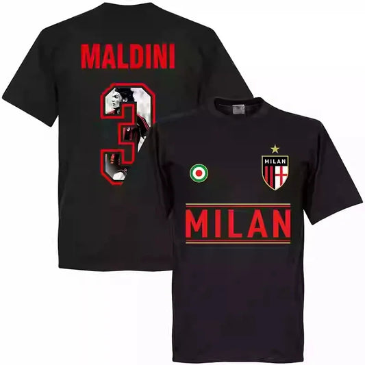 2025 AC Milan Retro Jersey Commemorative Edition Maldini Nesta Football Short Sleeved T-shirt Couple Children's Edition