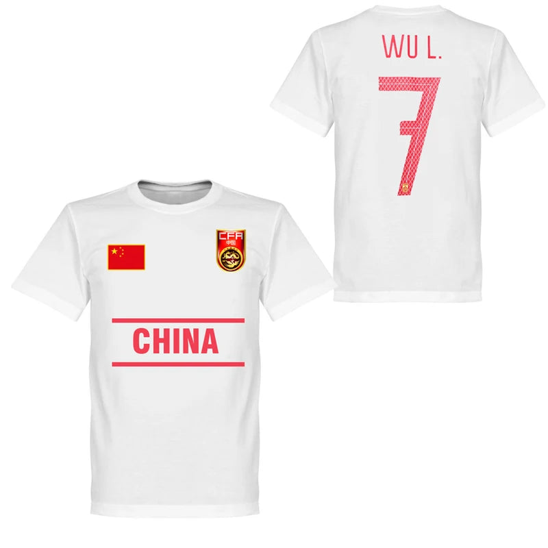 Summer 2022 China National Football Team Wu Lei Jersey Commemorative Edition Pure Cotton Casual Football T-shirt