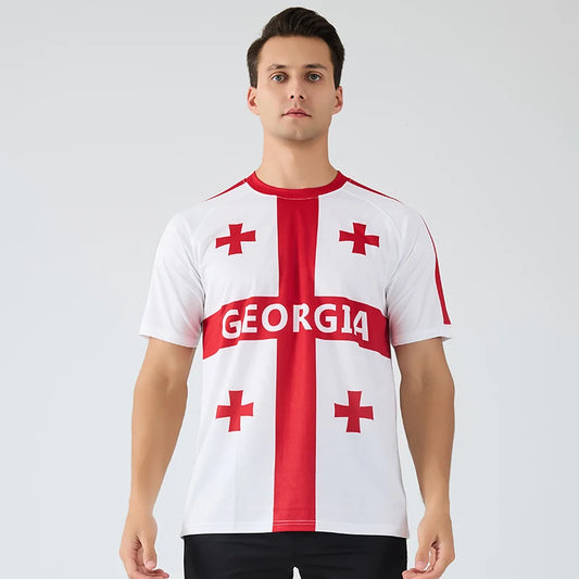 Georgia soccer jersey fashion design new short-sleeved football jersey 100% polyester quick-drying soccer uniform