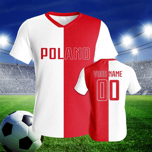Custom Poland Football Jersey Personalized Name Number Quick-Dry Soccer Team Uniform Athletic Sportswear for Men Women Youth