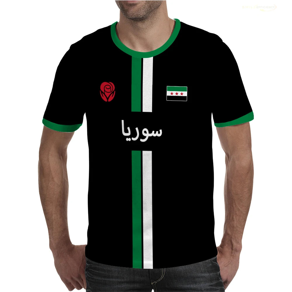 New Syria Football Jersey Men's Sports T-shirts Syrian Flag Street Oversized Tops Unisex Casual Graphic T-shirts Mens Gifts