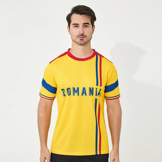 Euro Romania soccer Jersey high quality 100% polyester short-sleeved soccer shirt breathable and quick drying football uniform