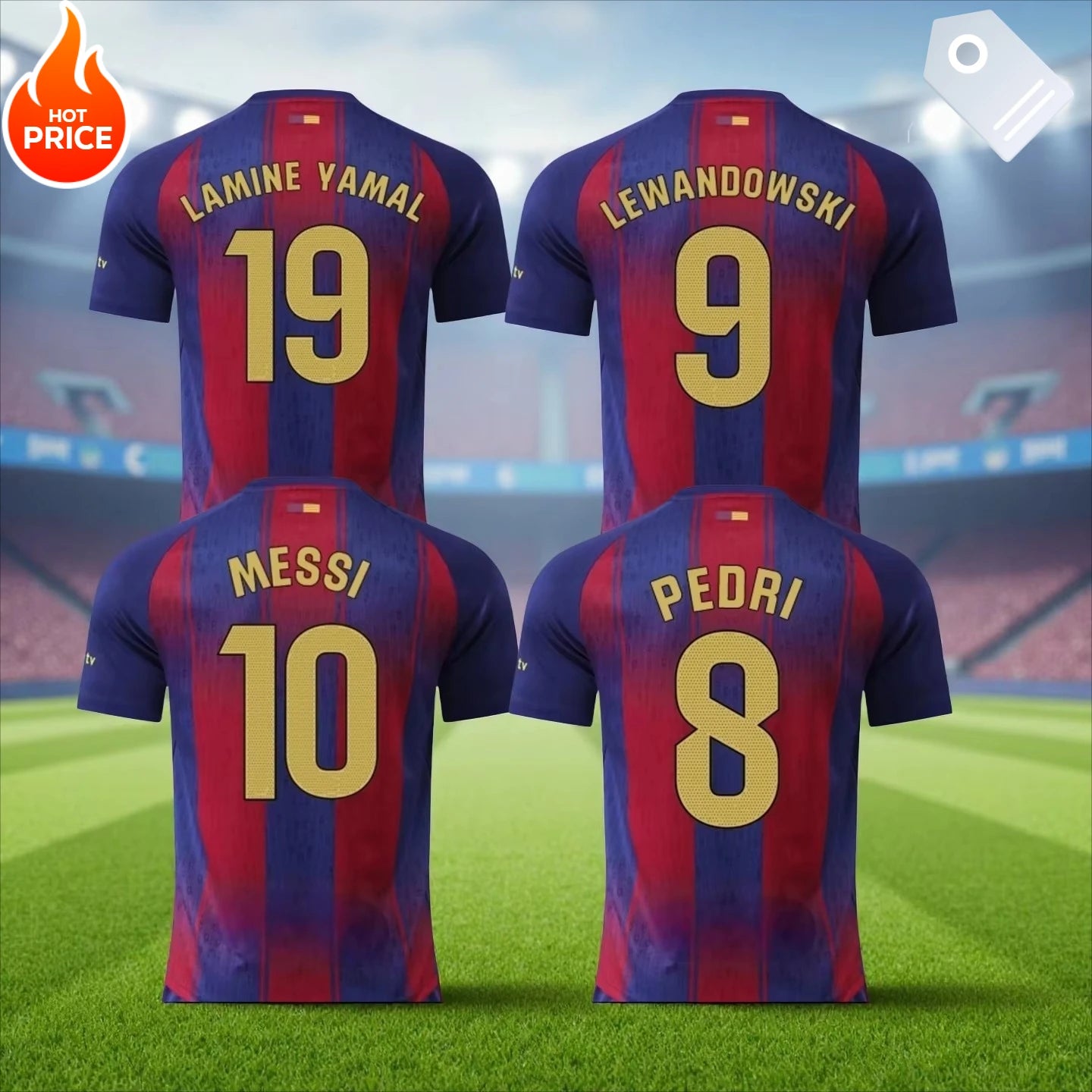 25-26 Barcelona  #19 Lamine Yamal Home Soccer Kit Jersey Short Sleeve 3Ds Football T-Shirt Youth Kids Outdoor Training  Casual
