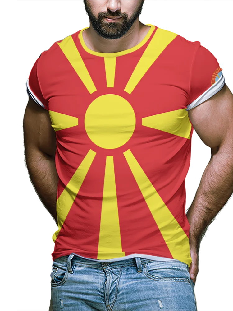 Macedonia Flag T-shirt Sports Soccer Jerseys Macedonian Badge 3D Printed Tees Gift for Football Fans Mens Designer Clothes