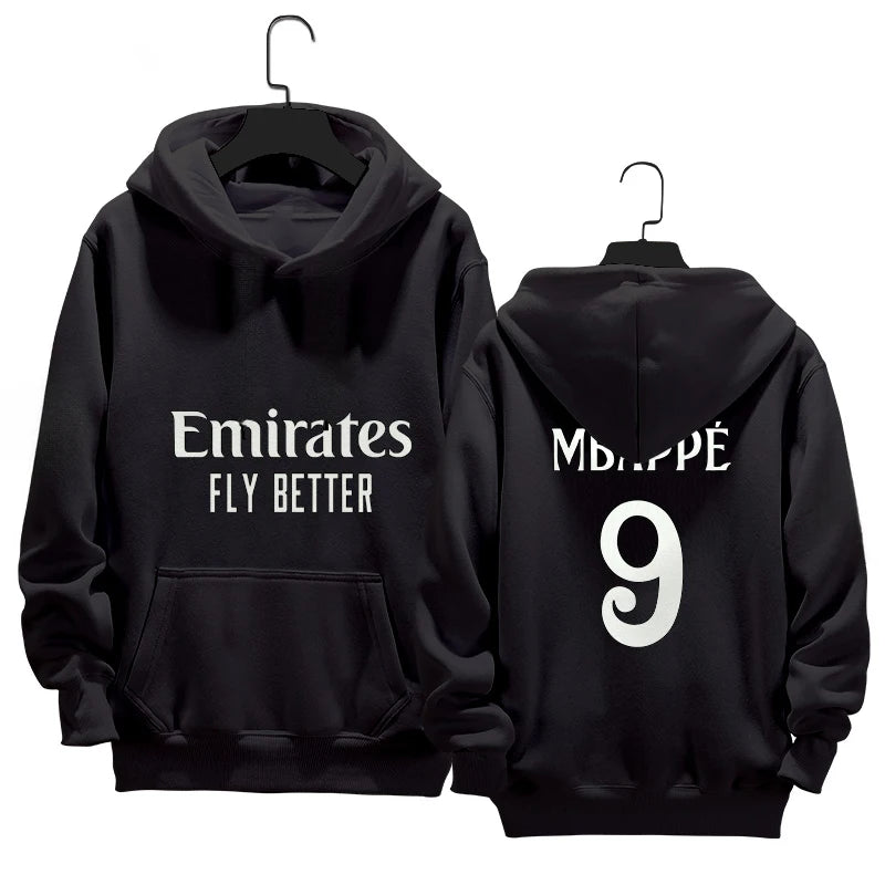 New Men Pure Cotton Hoodie Children's Adult Autumn/Winter Street Fashion Top 24/25 Madrid No.9 Long Sleeve Sports Leisure Shirt