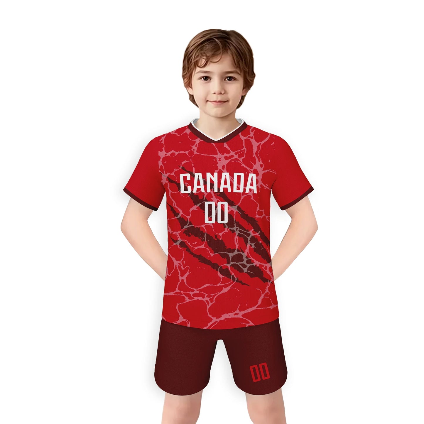Custom Canada Youth Soccer Jersey Kids Football Uniform Set 2025 New 3D Printed Soccer Set Personalized Soccer Set Youth Sizes