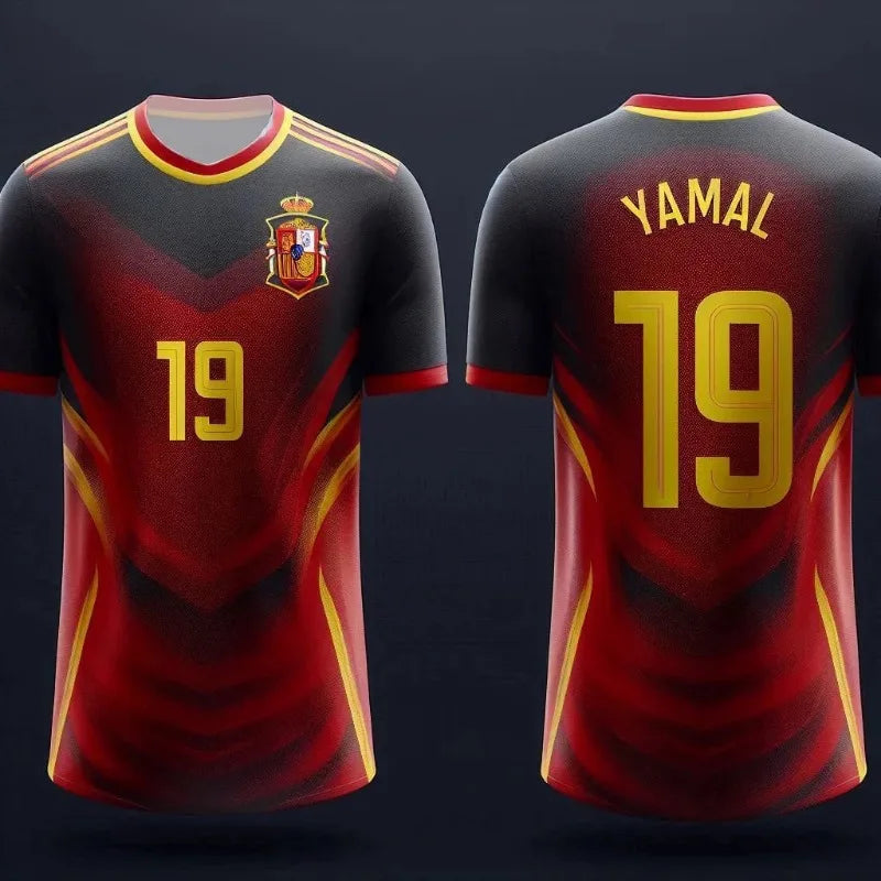 2025 Spain Jersey Yamal Football Training Jersey 3D Printing Quick Drying Team Large Size Children's Boy's Clothing Top Shirts