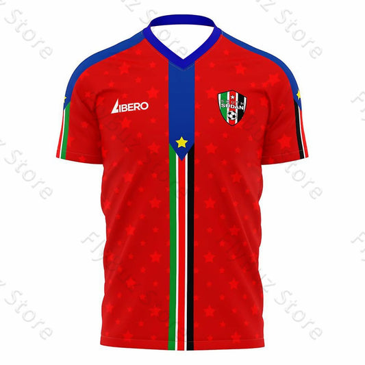 New Football Children Men Training Clothes South Sudan Fan Jerseys Street Breathable Short Sleeves Sport Versatile Adult T-Shirt