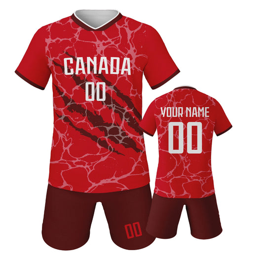 Custom Canada Youth Soccer Jersey Kids Football Uniform Set 2025 New 3D Printed Soccer Set Personalized Soccer  Set Youth Sizes