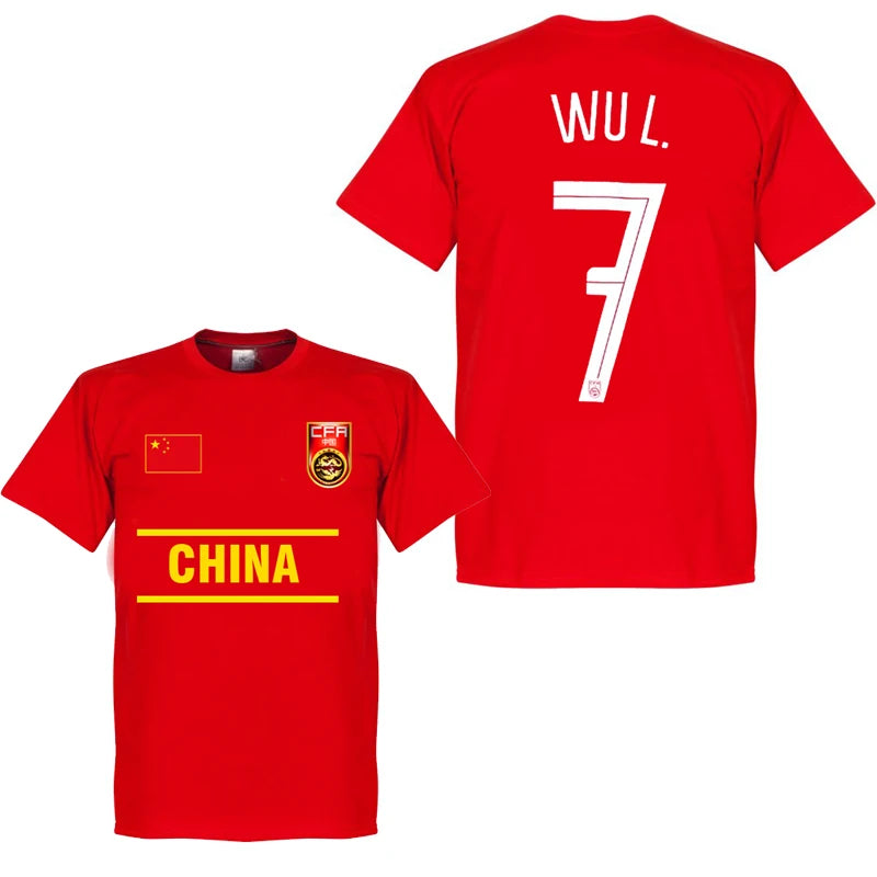 Summer 2022 China National Football Team Wu Lei Jersey Commemorative Edition Pure Cotton Casual Football T-shirt