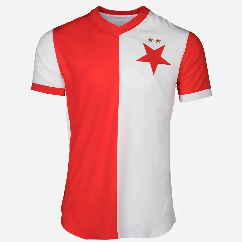 SK Slavia Praha 24/25 Home Jerseys Style Unisex Away Jersey 3D Printed T-Shirt Czech Football KIT Adults KIDs Breathable Top