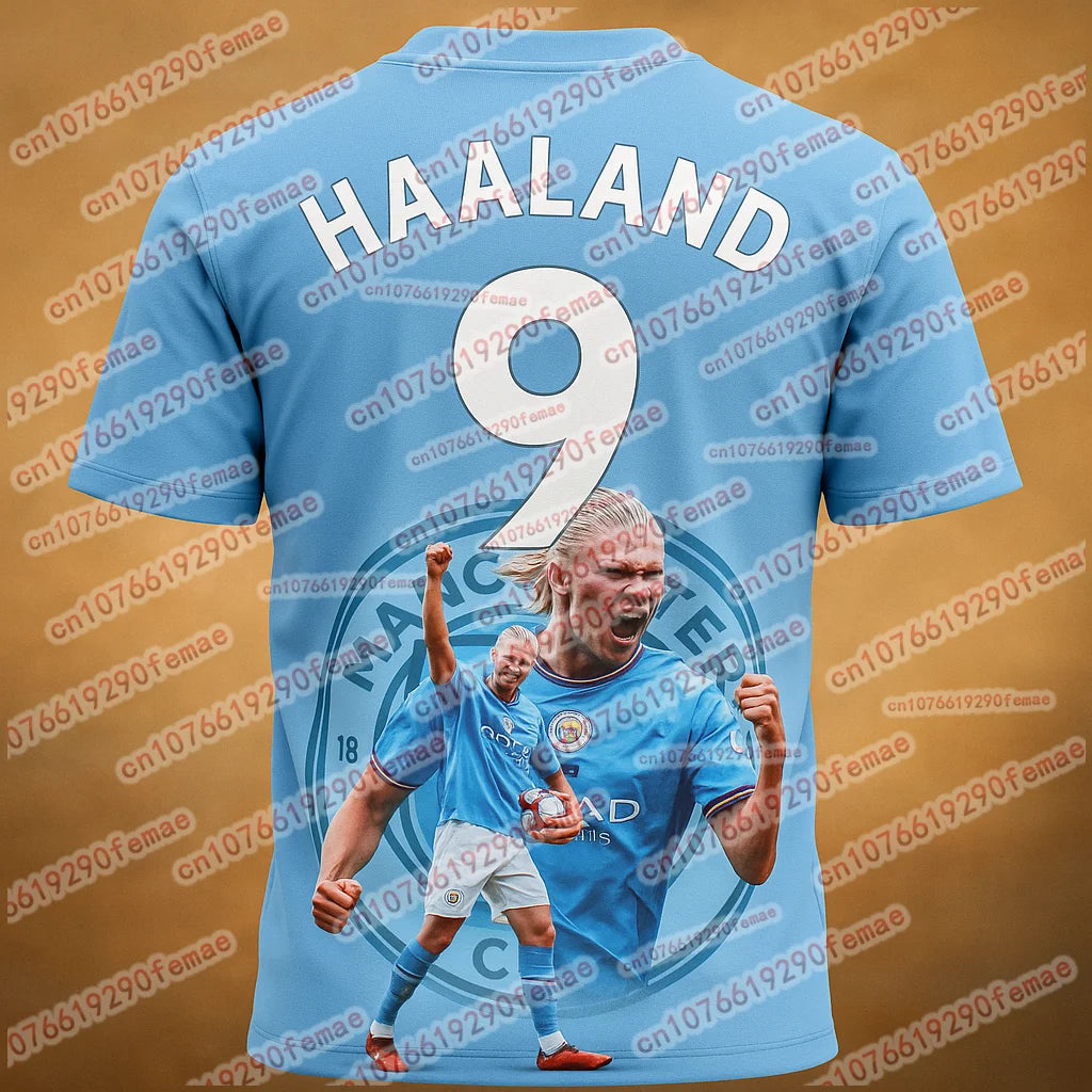 Manchester City Erling Haaland #9 Fan Commemorative Quick Dry T Shirt Outdoor Soccer Training Jersey Limited Fashion Collection