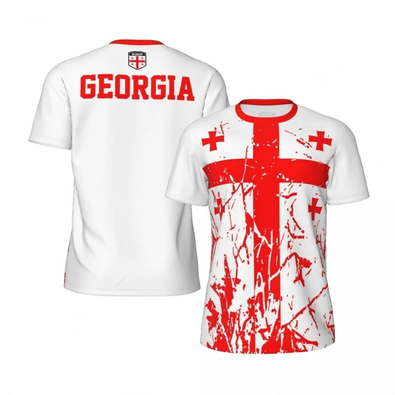 Georgia Flag Graphic Mens Football Jersey Fashion National Emblem 3D Printed Sports T Shirt Casual Oversized Breathable Tees