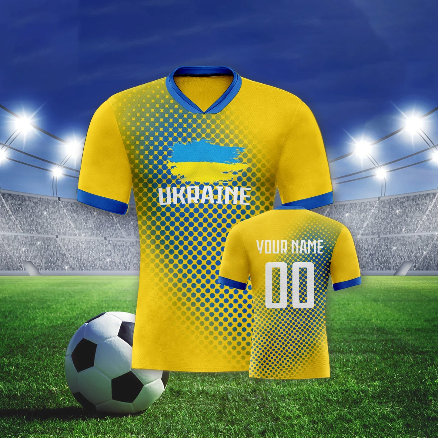 Custom Ukraine Soccer Jersey Breathable Football Training Shirt Personalized Name Number Uniform Men Women Youth Fans Gifts