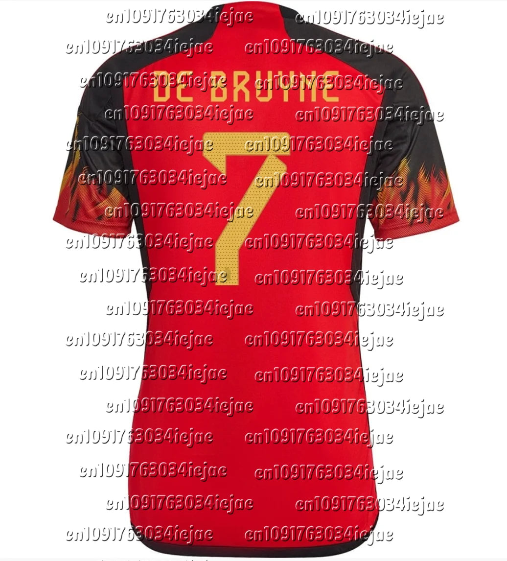 2024 Belgium Jersey De Bruyne Football Jersey Suit Men's Custom National Team Home Training Jersey Men's Quick Drying