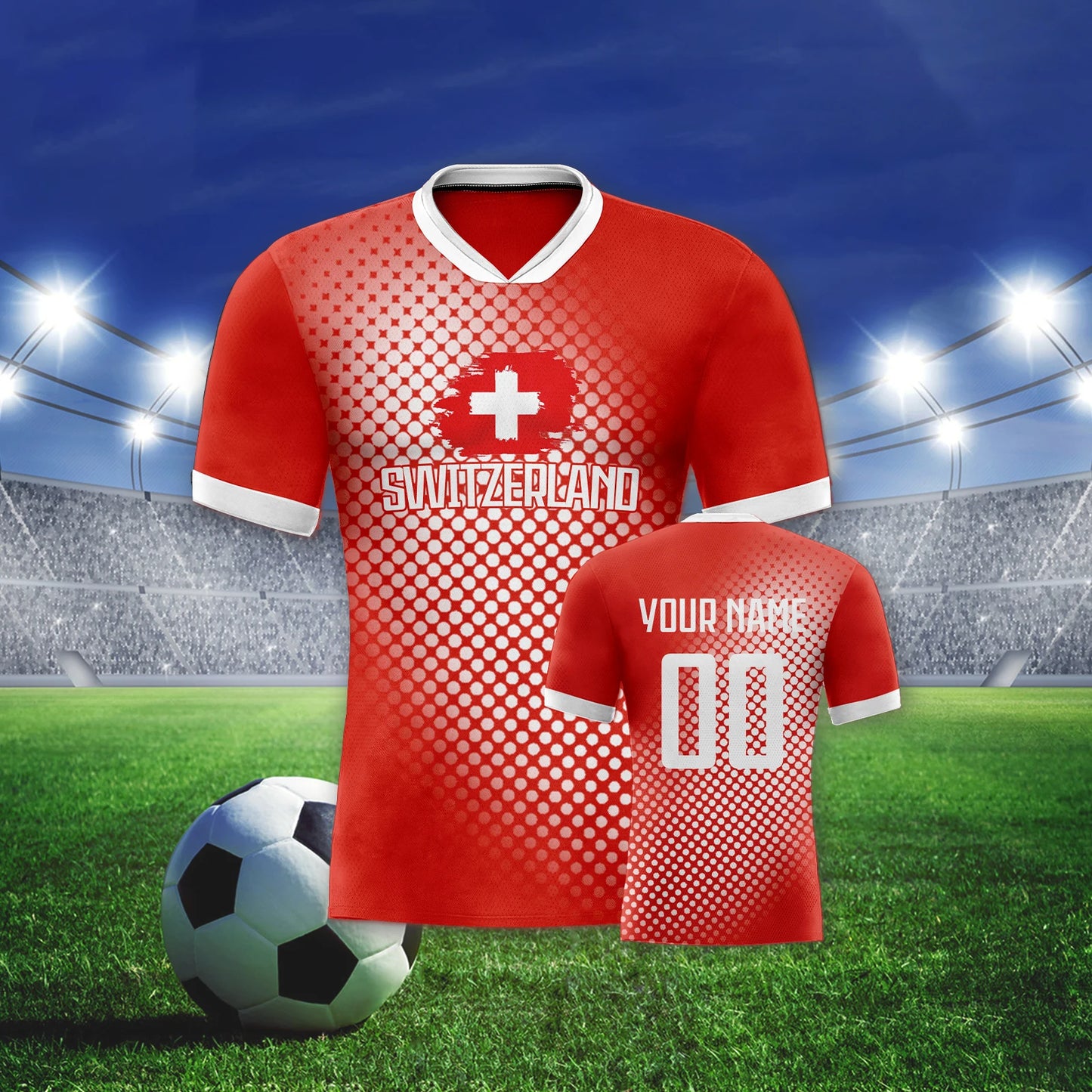 Custom Switzerland Soccer Jersey Personalized Name Number Soccer Team Training Uniform Football Shirt for Youth Adults Fans