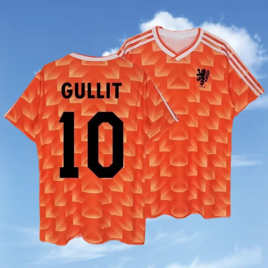 1988 Netherlands Team Football Jersey Set Men's No. 10 Gullit European Cup Football Men's and Women's Training Jersey T-shirt