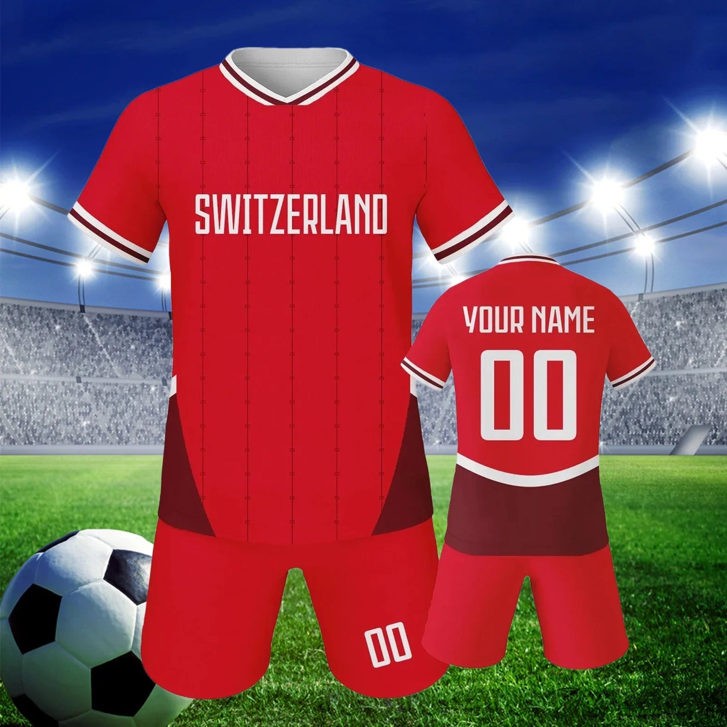 Swiss Football Uniform Customization Personalized Name Number Football Uniform Football Sports Jersey Set