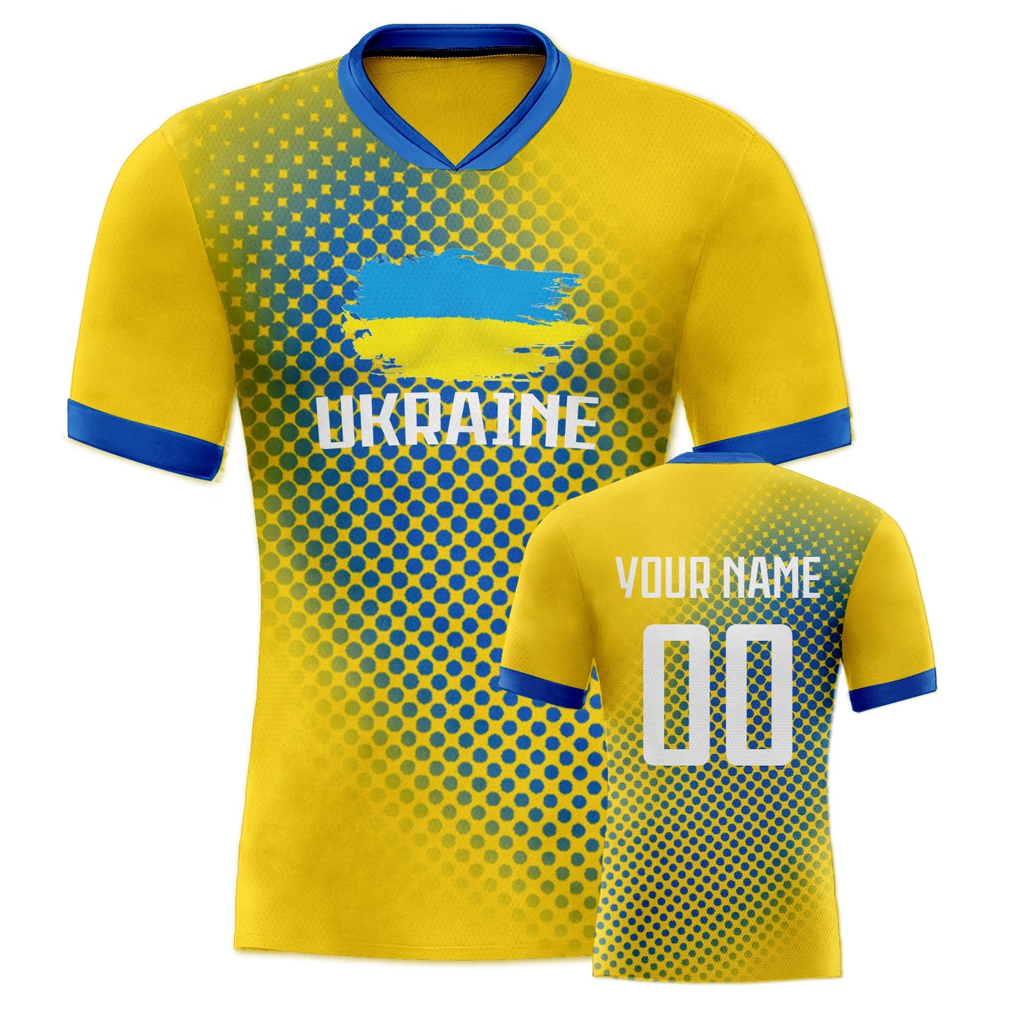 Custom Ukraine Soccer Jersey Breathable Football Training Shirt Personalized Name Number Uniform Men Women Youth Fans Gifts