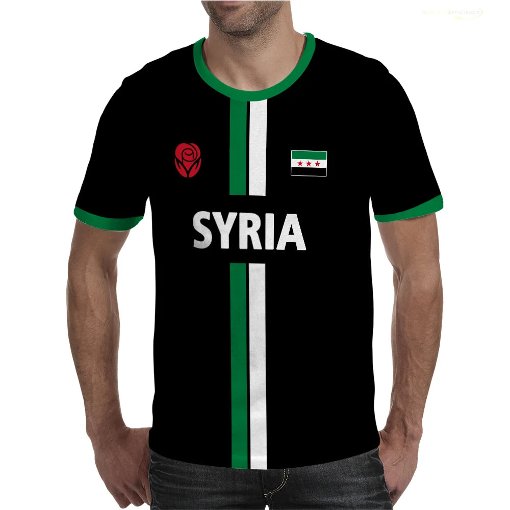New Syria Football Jersey Men's Sports T-shirts Syrian Flag Street Oversized Tops Unisex Casual Graphic T-shirts Mens Gifts