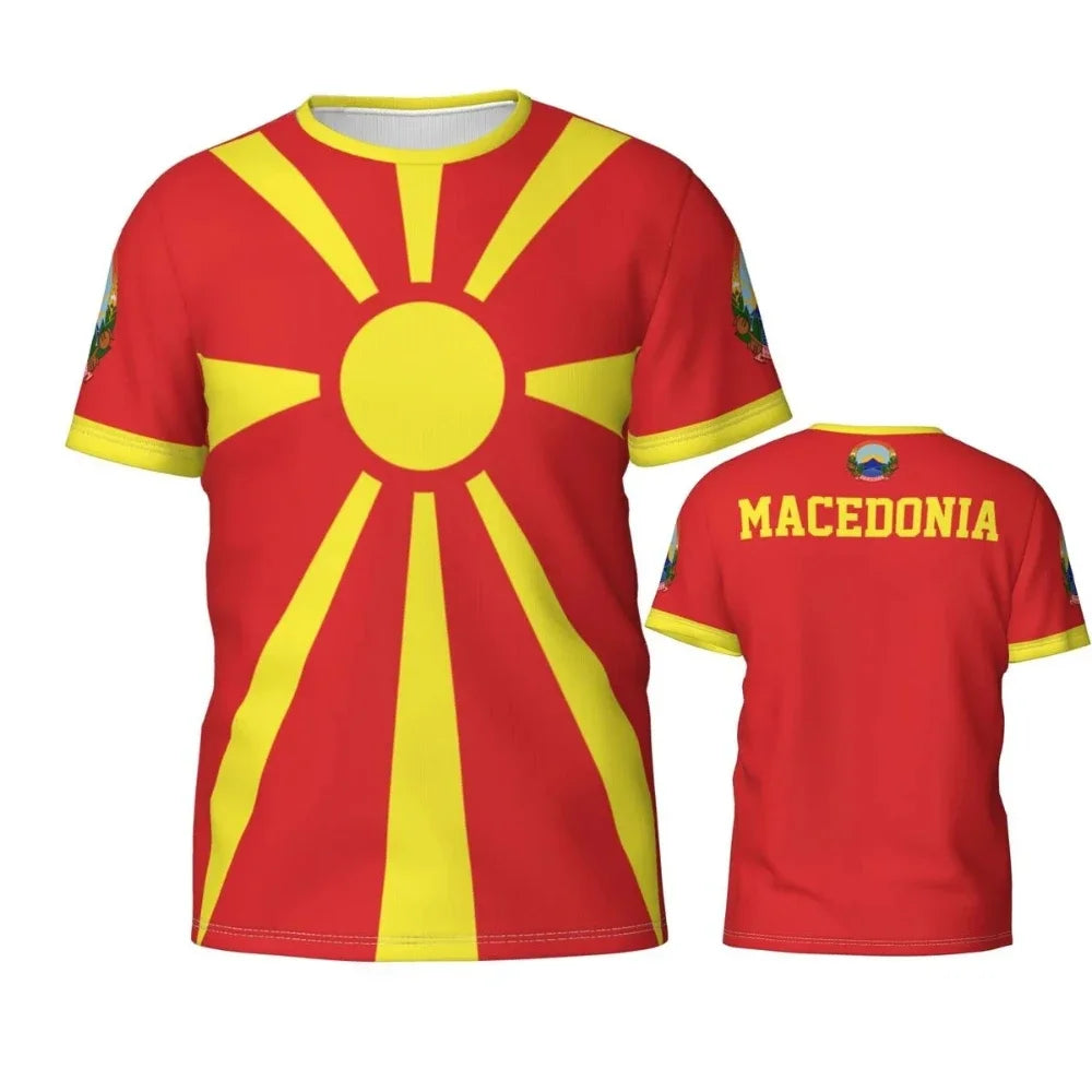 Macedonia Flag T-shirt Sports Soccer Jerseys Macedonian Badge 3D Printed Tees Gift for Football Fans Mens Designer Clothes