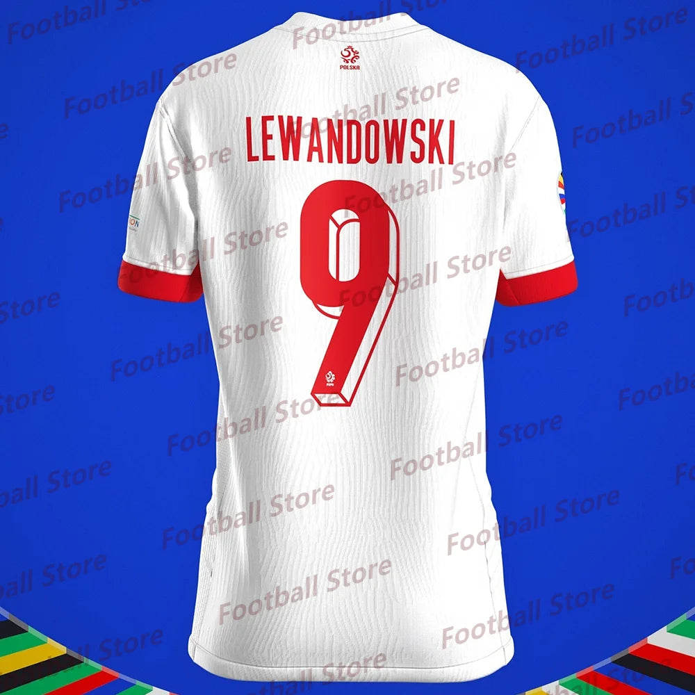 T Shirt For Men Football Jersey Poland O-Neck Quick Drying LEWANDOWSKI 9 Special Edition Jersey 25-26 Adult/KID Jersey Kit