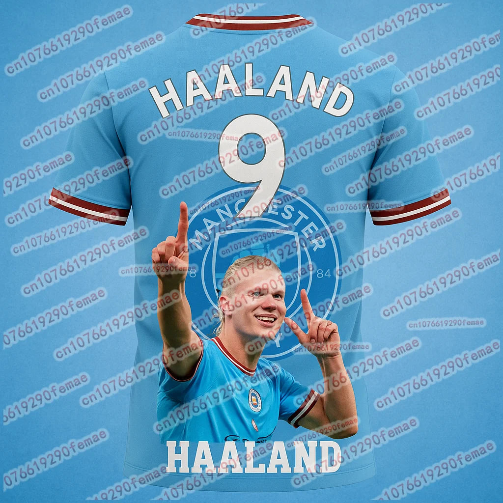 Manchester City Erling Haaland #9 Fan Commemorative Quick Dry T Shirt Outdoor Soccer Training Jersey Limited Fashion Collection