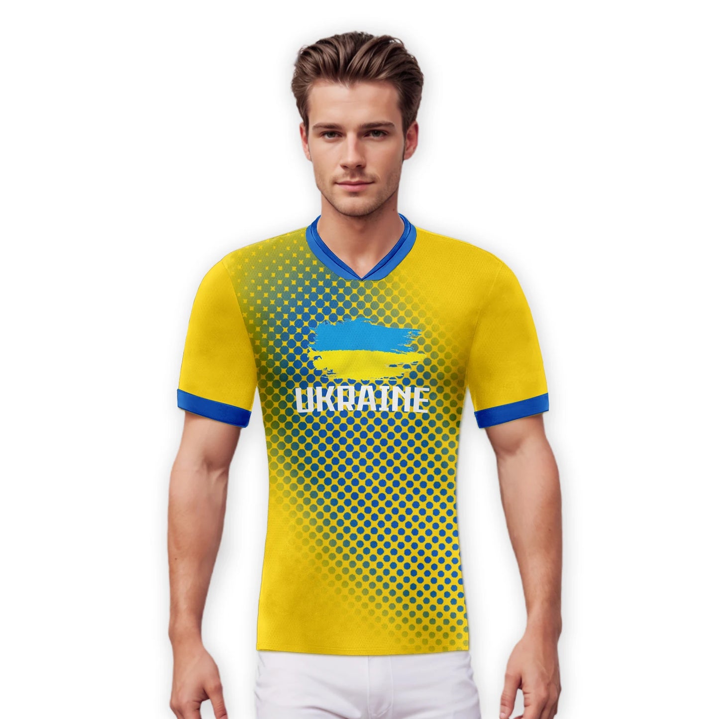 Custom Ukraine Soccer Jersey Breathable Football Training Shirt Personalized Name Number Uniform Men Women Youth Fans Gifts