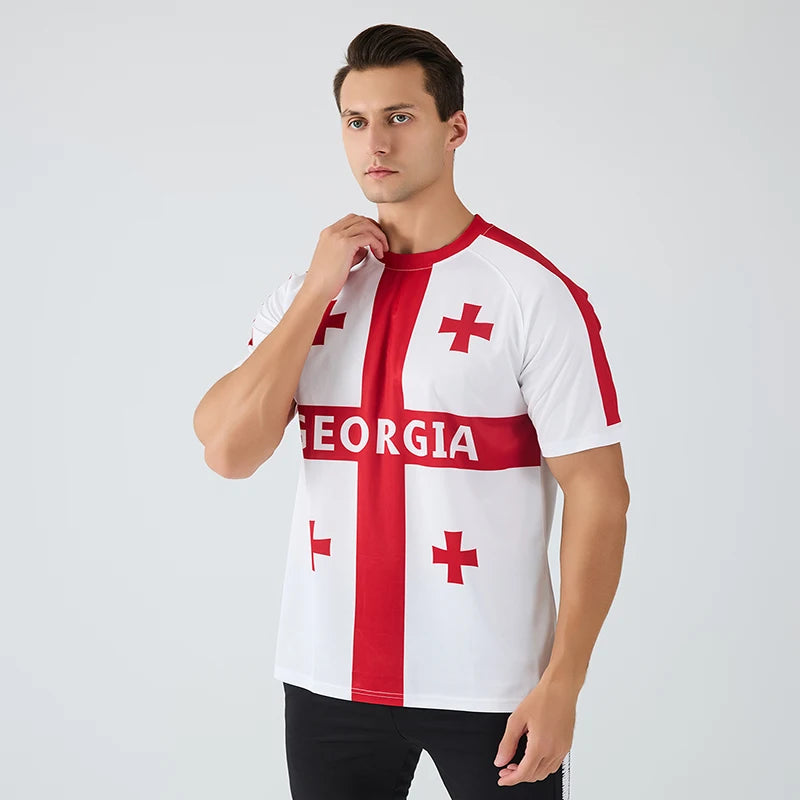 Georgia soccer jersey fashion design new short-sleeved football jersey 100% polyester quick-drying soccer uniform
