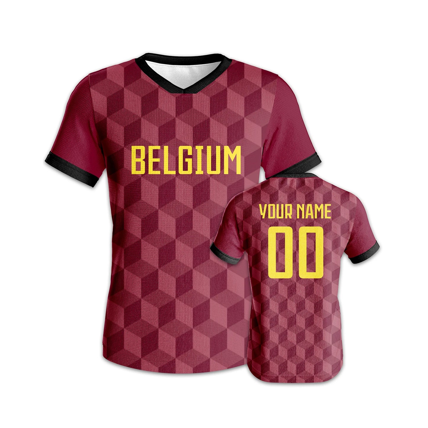 Custom Belgium Soccer Jersey Breathable Quick-Dry Football Shirts Personalized Name Number Tracksuit for Men Women Youth