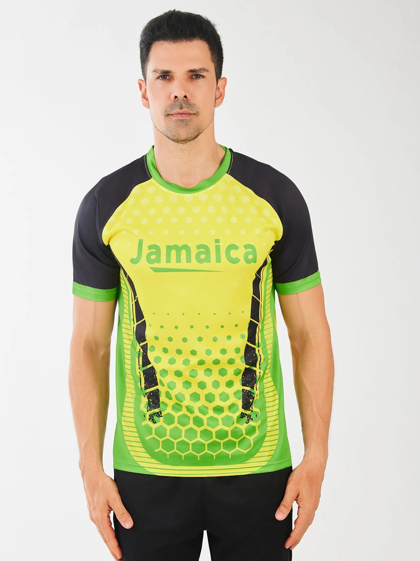 Hot selling Jamaica new design soccer uniform custom quick-drying crewneck fitness football jersey shirt