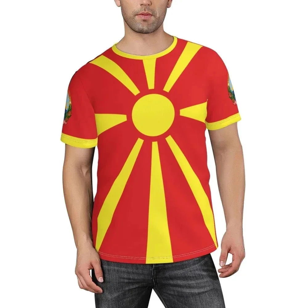 Macedonia Flag T-shirt Sports Soccer Jerseys Macedonian Badge 3D Printed Tees Gift for Football Fans Mens Designer Clothes