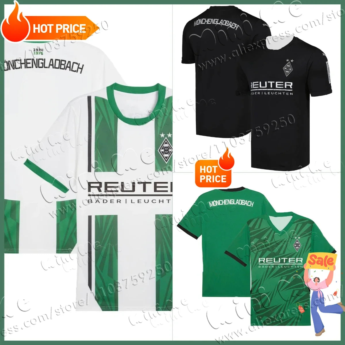 Classic Retro Football Jersey Borussia Monchengladbach Away Football Jersey Short Sleeved Shirt Round Neck Short Sleeved Shirt