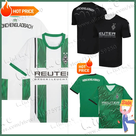 Classic Retro Football Jersey Borussia Monchengladbach Away Football Jersey Short Sleeved Shirt Round Neck Short Sleeved Shirt