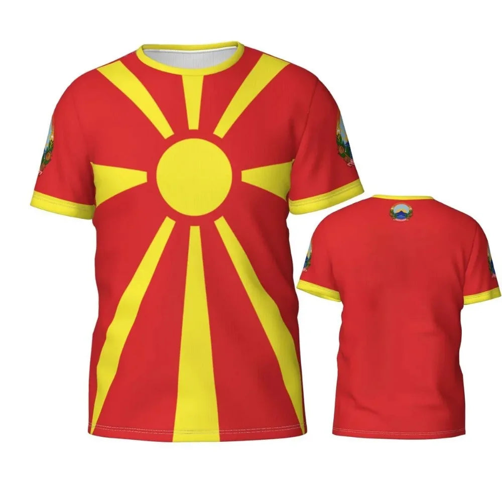 Macedonia Flag T-shirt Sports Soccer Jerseys Macedonian Badge 3D Printed Tees Gift for Football Fans Mens Designer Clothes