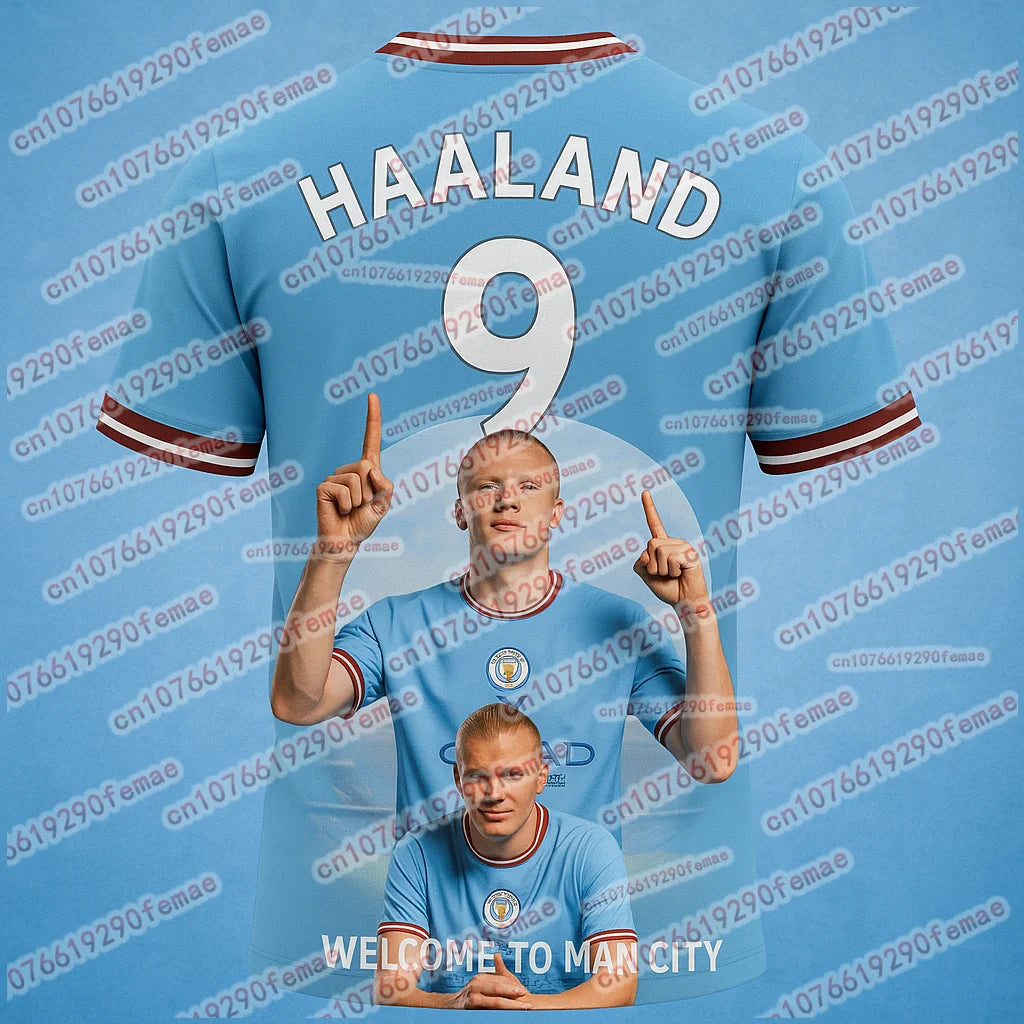 Manchester City Erling Haaland #9 Fan Commemorative Quick Dry T Shirt Outdoor Soccer Training Jersey Limited Fashion Collection
