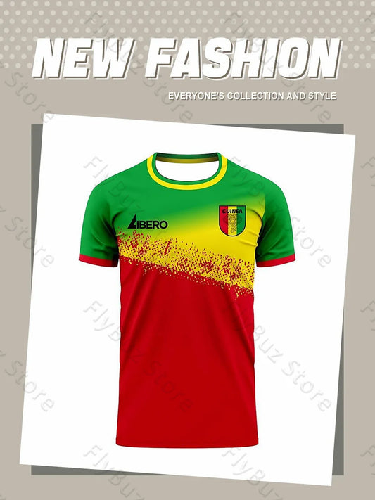 New 25-26 Children Men Training Clothes Guinea Fan Jerseys Street Breathable Short Sleeves Versatile Adult Football T-Shirts