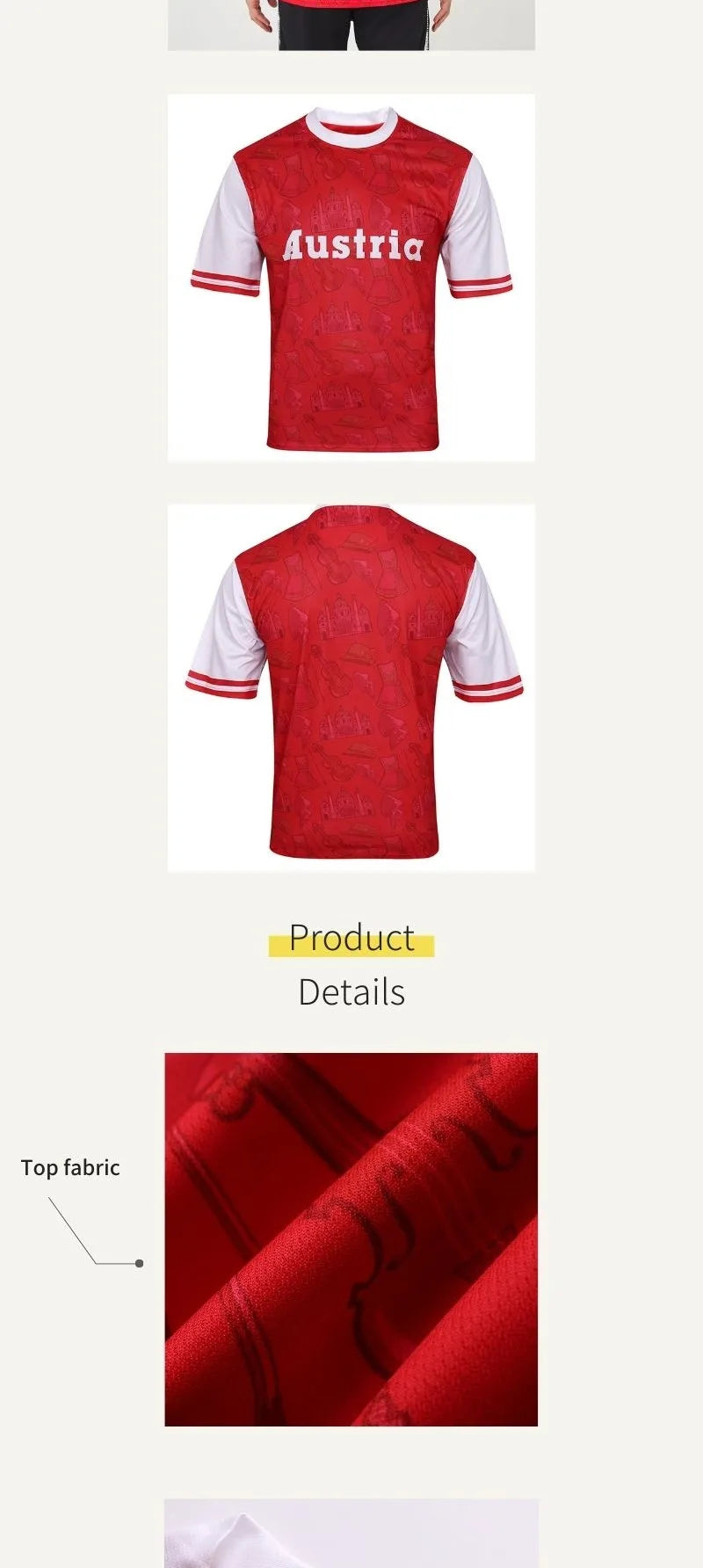 The latest fashion design for European team 2024 Austria soccer jersey and quick-drying football wear