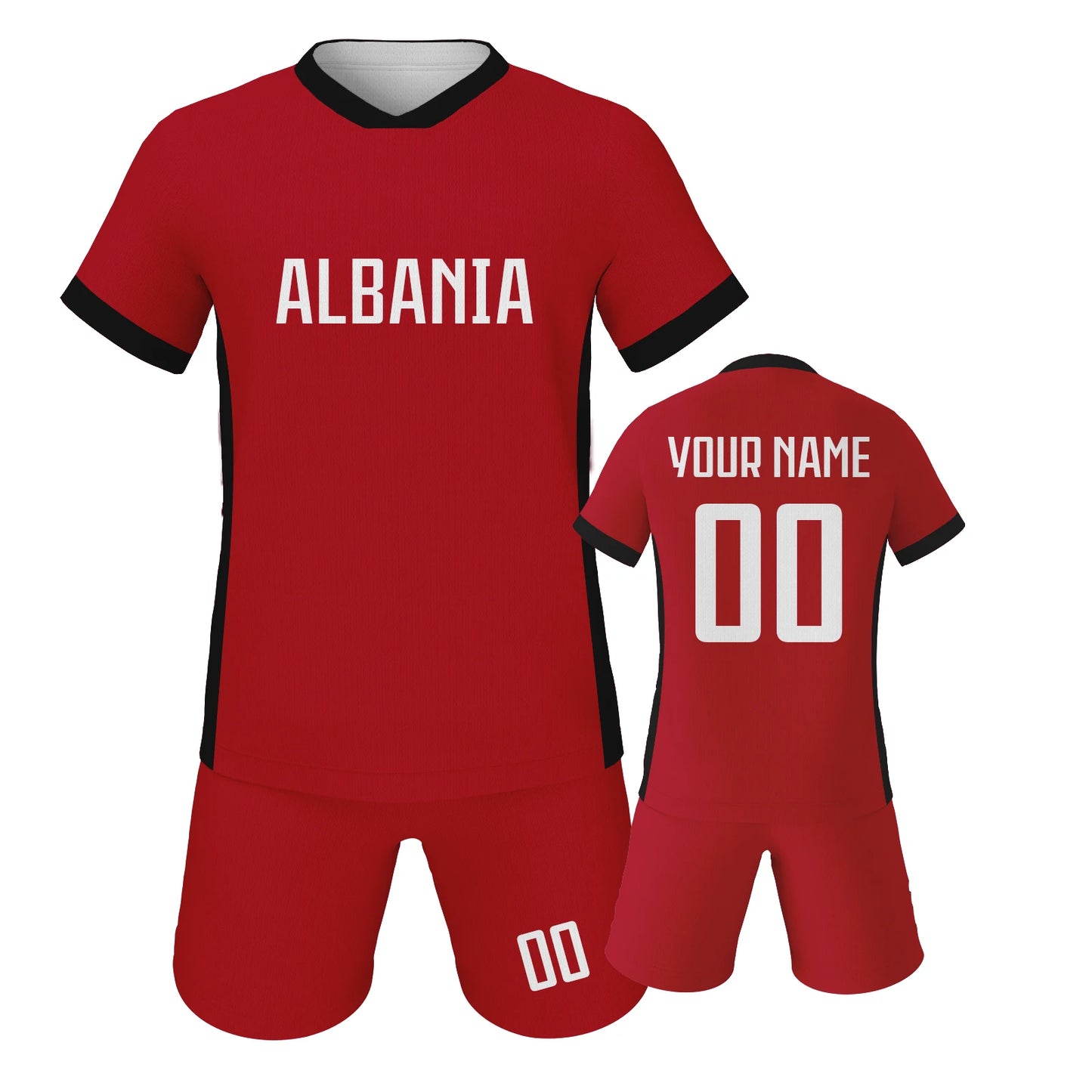 Albania Soccer Jersey Custom 2024 Kids Soccer Team Practice Jersey Outfits Personalized Name Number Football Uniform 3-14Y