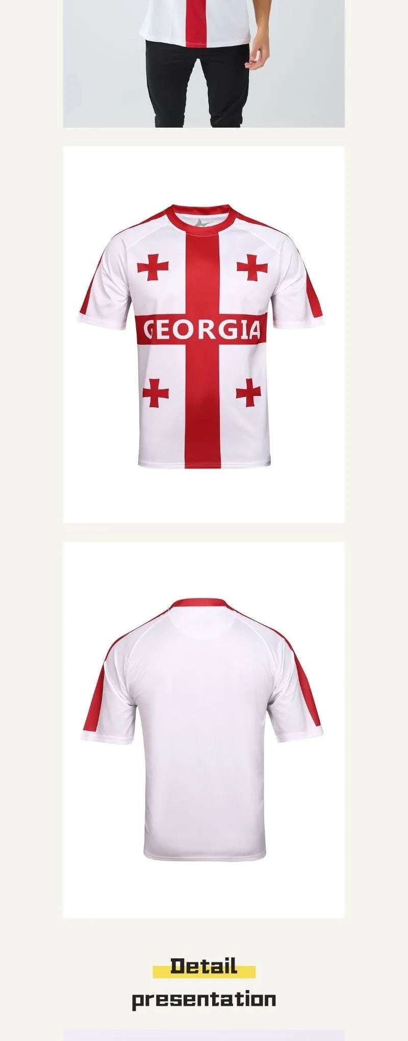 Georgia soccer jersey fashion design new short-sleeved football jersey 100% polyester quick-drying soccer uniform
