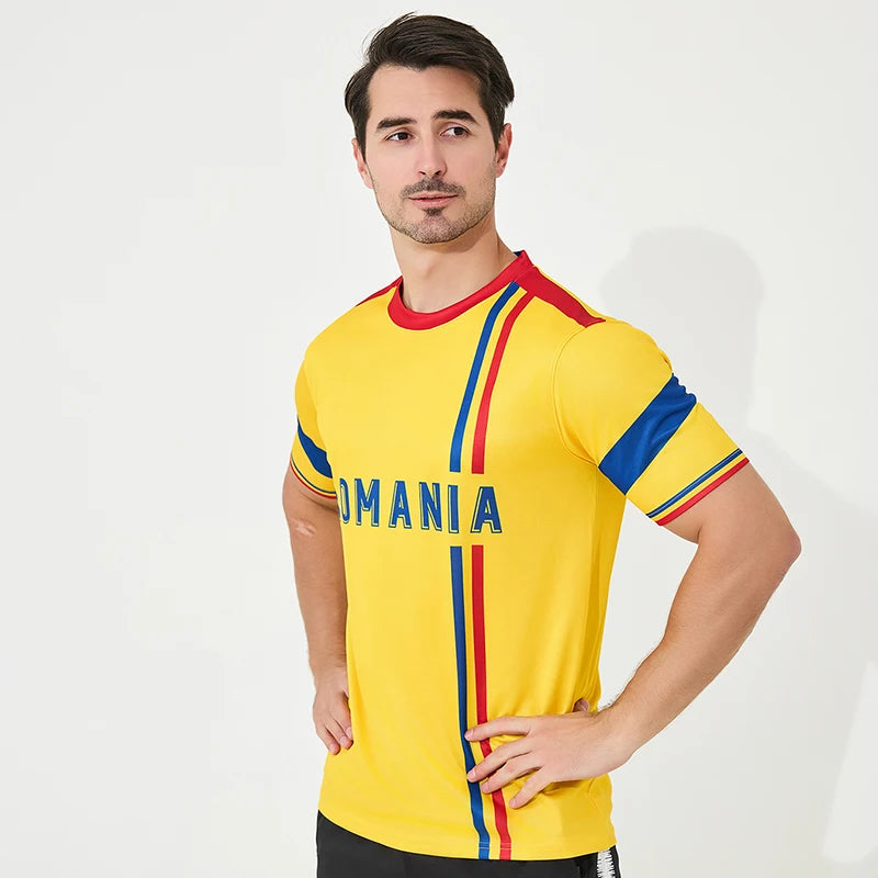 Euro Romania soccer Jersey high quality 100% polyester short-sleeved soccer shirt breathable and quick drying football uniform