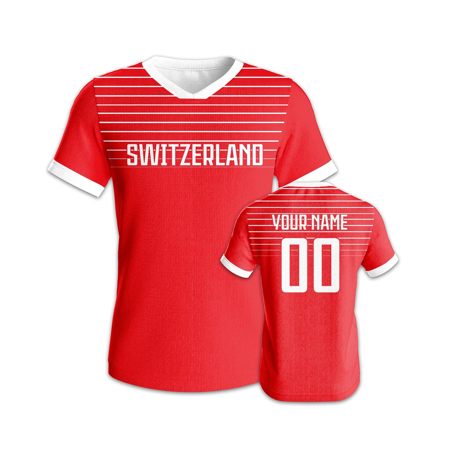 Personalized Switzerland Football Jersey Youth Soccer Uniform Custom Name Number Breathable Quick-Dry Athletic Clothes Unisex