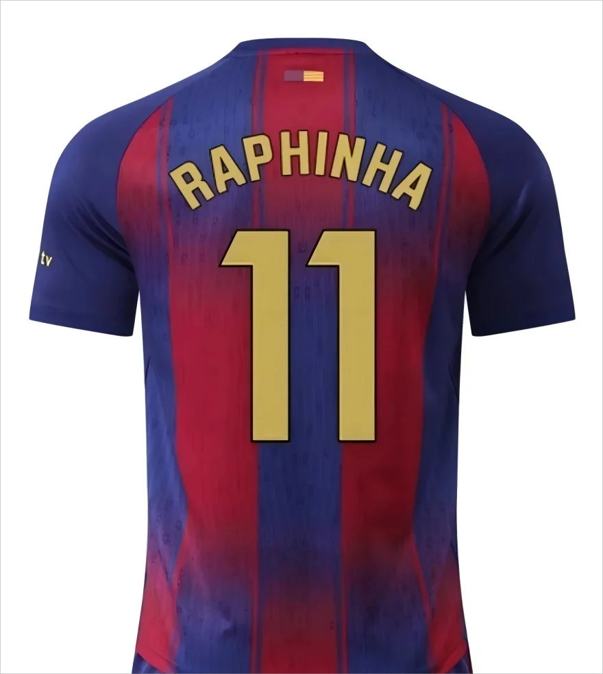 25-26 Barcelona  #19 Lamine Yamal Home Soccer Kit Jersey Short Sleeve 3Ds Football T-Shirt Youth Kids Outdoor Training  Casual