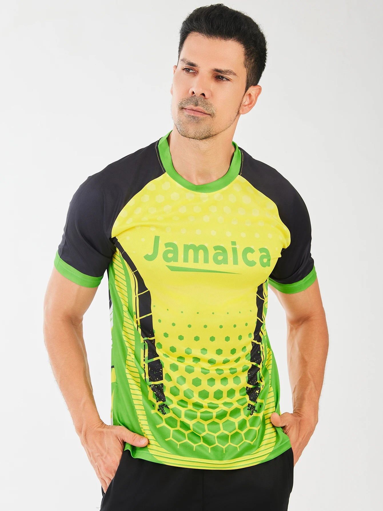 Hot selling Jamaica new design soccer uniform custom quick-drying crewneck fitness football jersey shirt